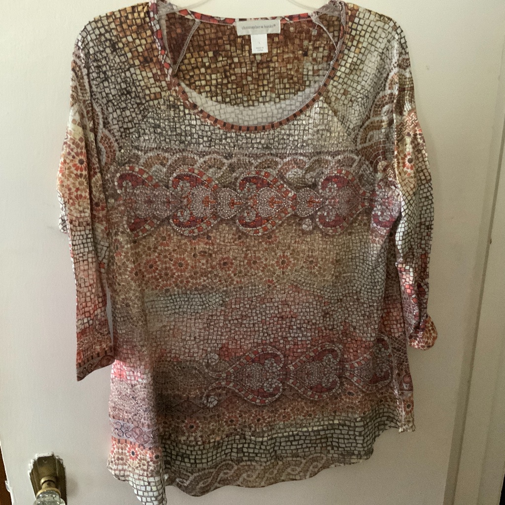 Euc Christopher & Banks Fall Colors Bling Top L